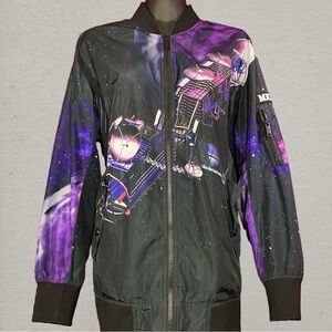 Mishka “Space MA-1” Black & Purple Cosmic Bomber Jacket with Eyeball Appliqué